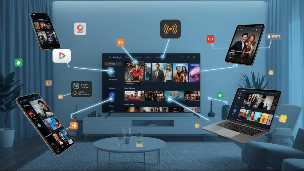 Central smartphone displaying Code Smarters app interface.